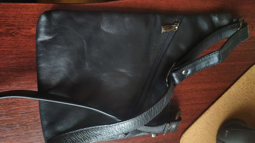 Кожаная сумка барсетка через плечо черная натуральная кожа