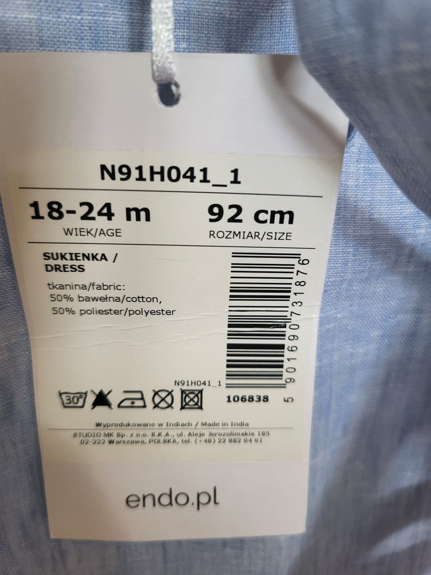Sukienka 92 ENDO NOWA elegancką dłuższy tył motylko przy ramionach