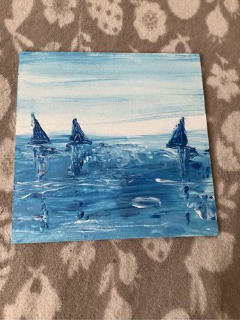 Ręcznie malowany obraz jezioro morze