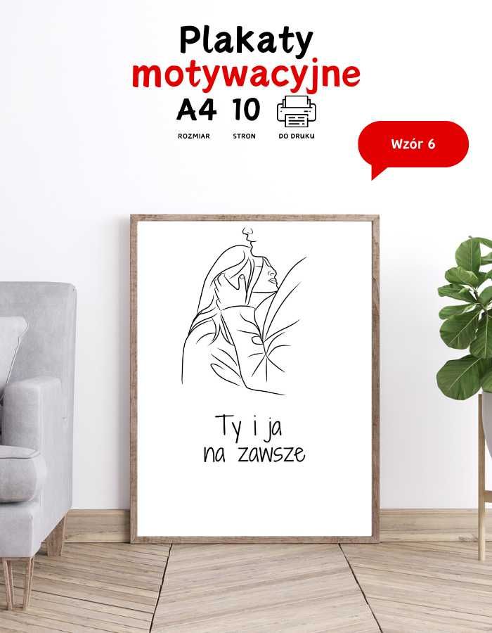 Plakaty na Walentynki, Rocznice Ślubu, Urodziny Line ART A4 do druku