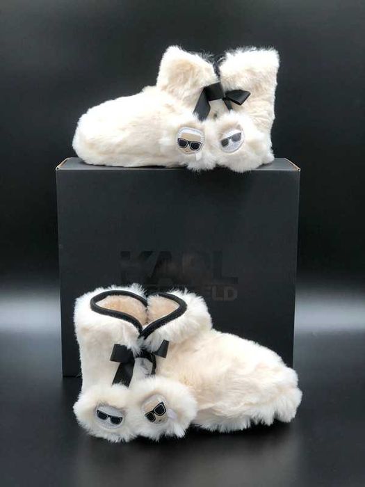 Karl Lagerfeld Damskie Kapcie Bambosze KL40240 Beżowe Rozmiar 36 / S