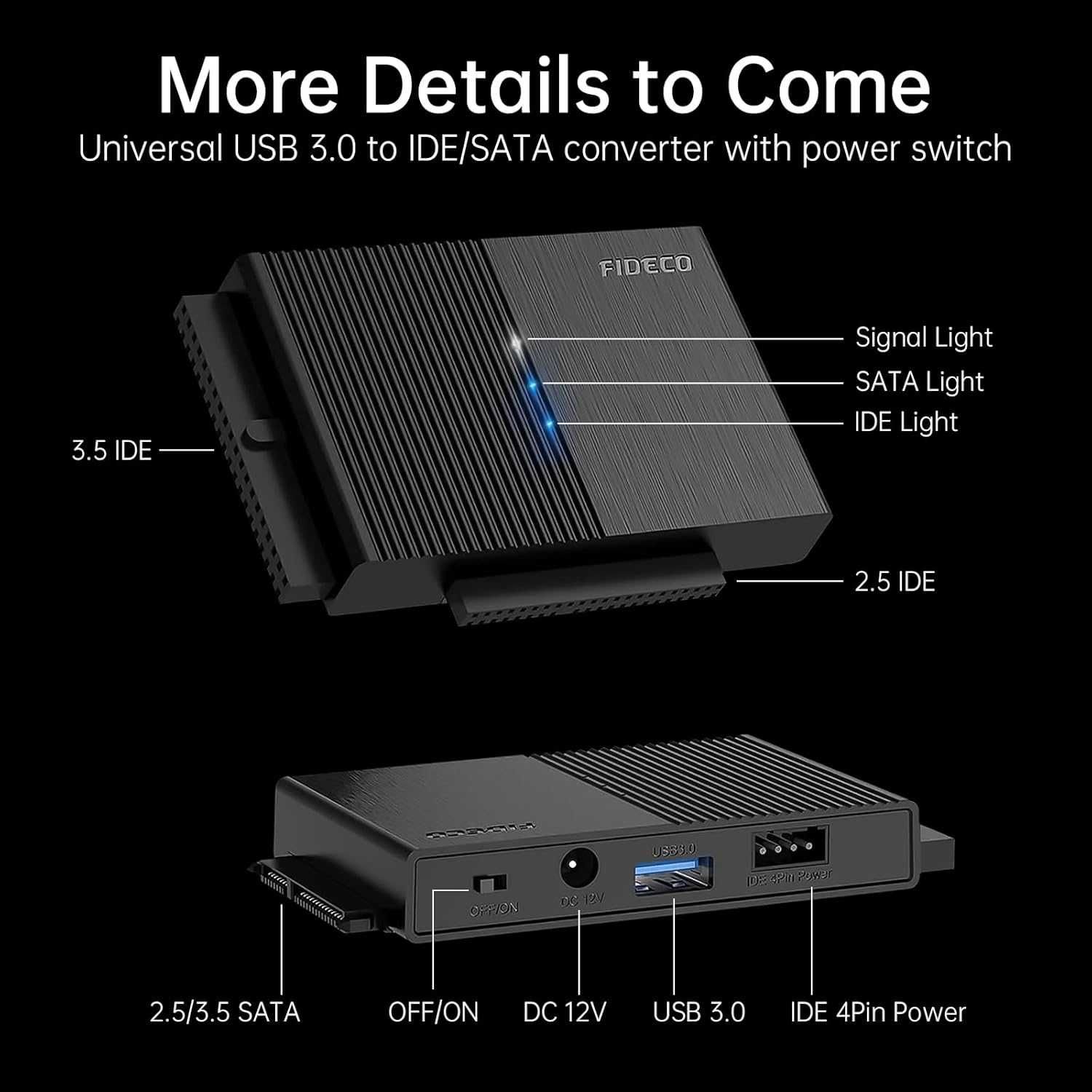 FIDECO USB 3.0 Dysk twardy Adapter dla 2,5 cala HDD/SSD