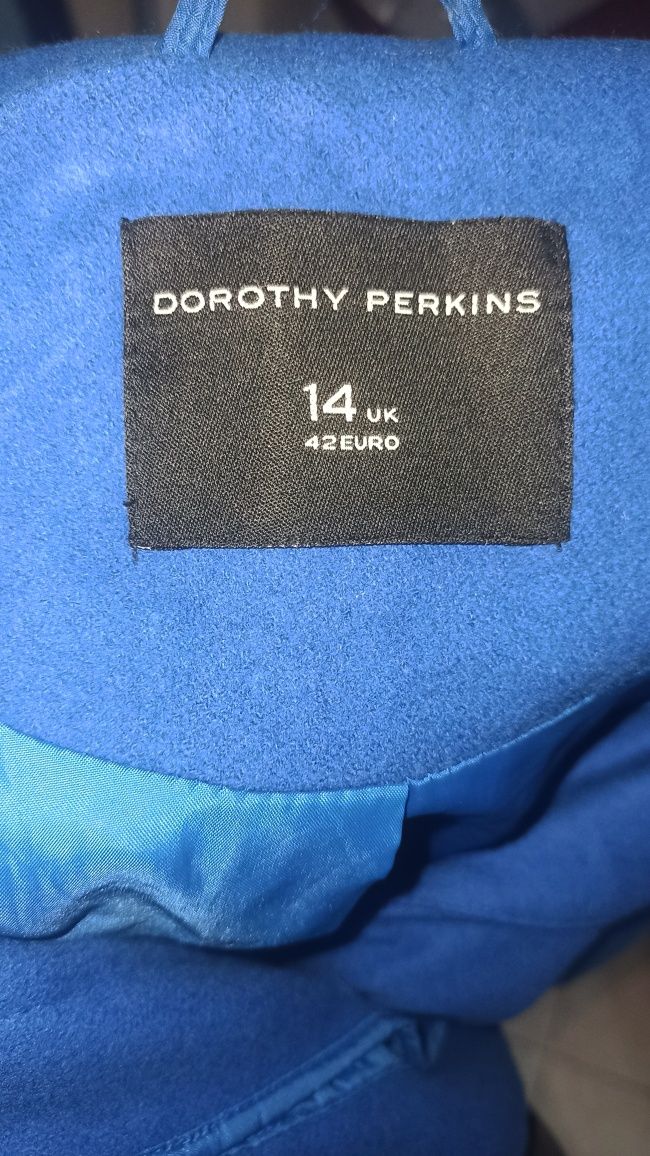 Pięknych chabrowy płaszcz z wełną Dorothy Perkins 14