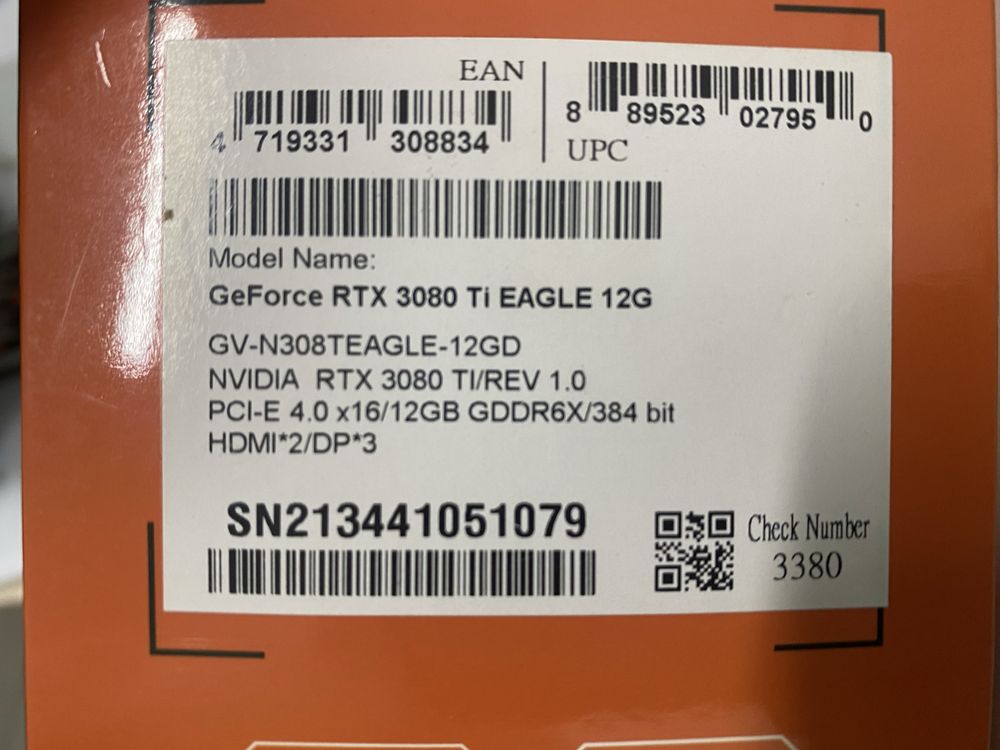 Geforce RTX 3080 TI Gigabyte EAGLE OC 12 GB