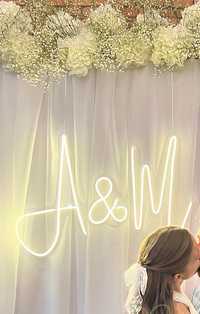 Neon A&M Ozdoba wedding wesele ślub Ciepły Biały 50x70cm