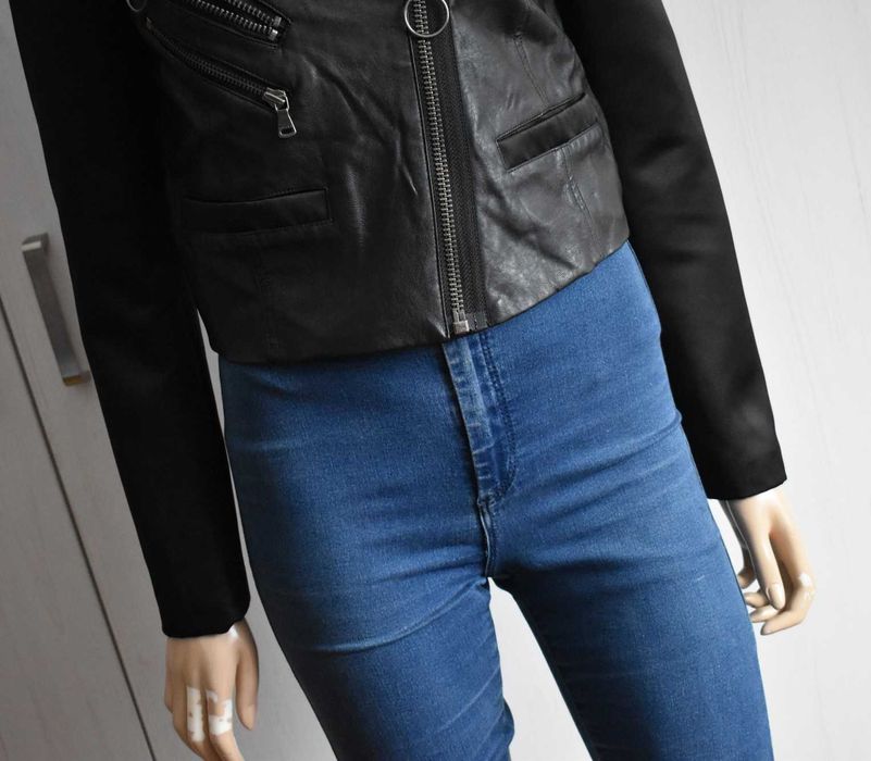 Kurtka XS S 34 ramoneska eko skórzana biker Sisley skóra pilotka