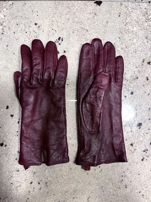 rękawiczki skórzane burgund bordo