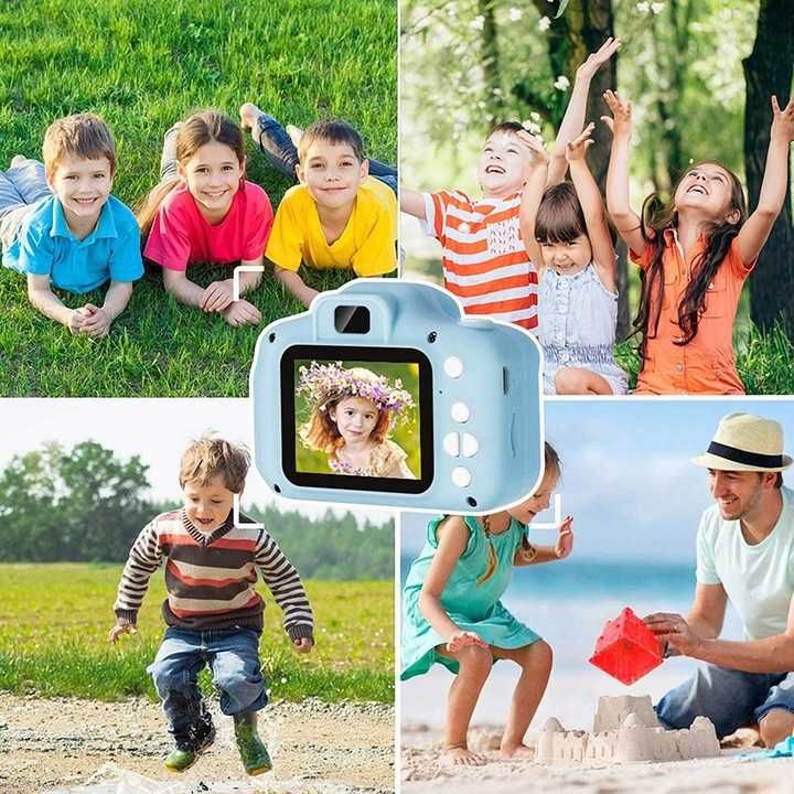 Aparat Cyfrowy dla Dzieci Dziecka Fotograficzny Niebieski KARTA 4GB