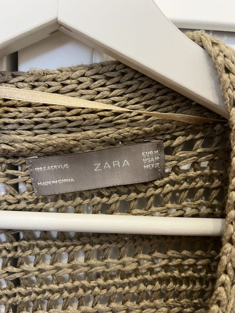 Zara S/M sweter kardigan narzutka y2k old money brazowy khaki