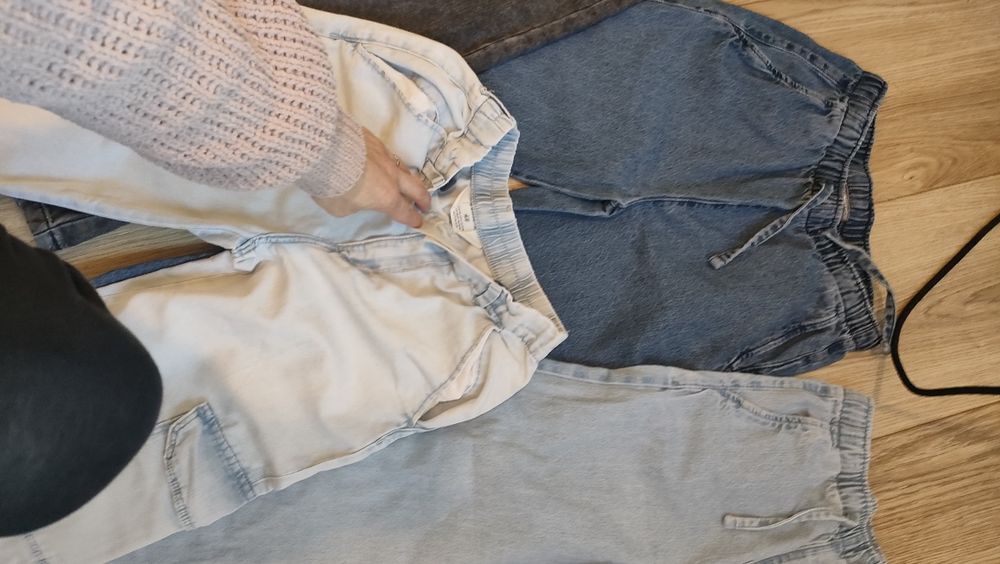 Zestaw paka ubrań jeansy wide leg i sweter sinsay hm pepco 146
