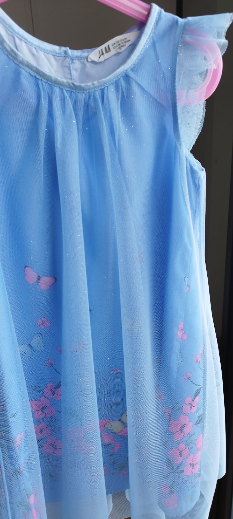 sukienka tunika tiul święta motyl kwiaty h&m 122 128