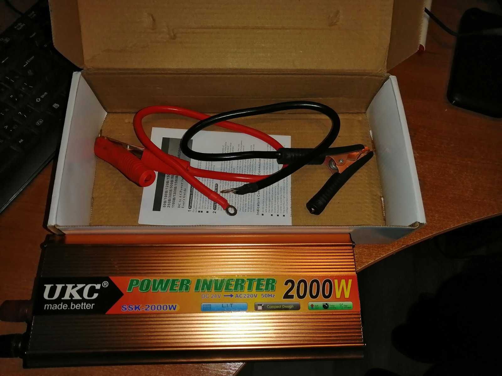Преобразователь тока автомобильный UKC SSK2000W 24V инвертор