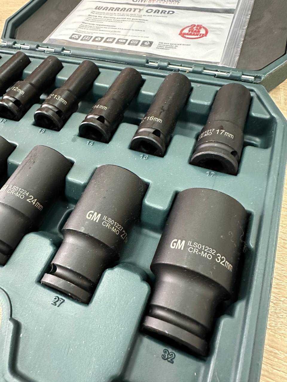 Набір головок торцевих ударних GUT MECHANIC 1/2" 10-32мм L-78MM 13шт