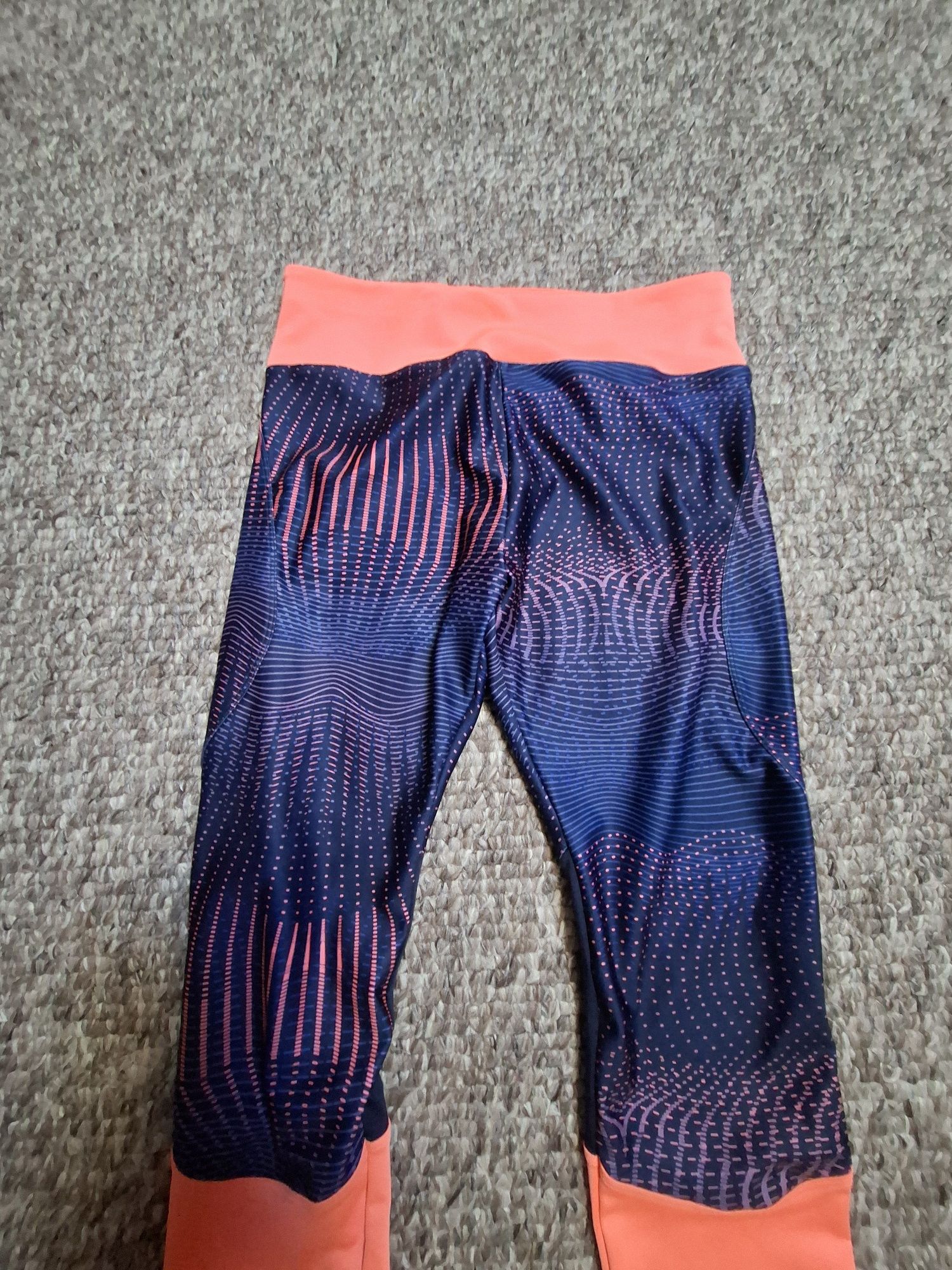 Legginsy pomarańczowo  grananatowe