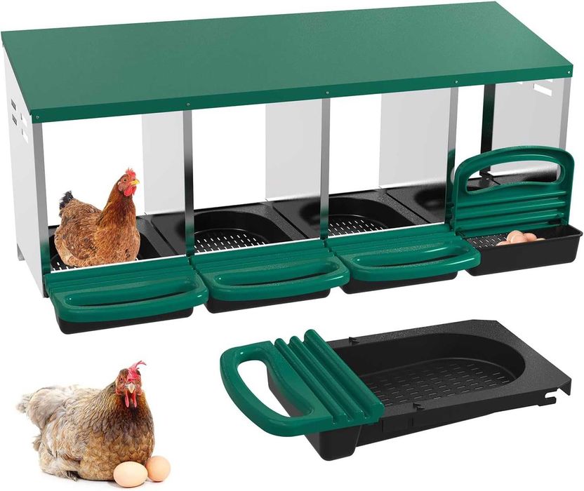 GNIAZDO grzęda AUTOMATYCZNE dla kur niosek z szufladą 4-KOMOROWE