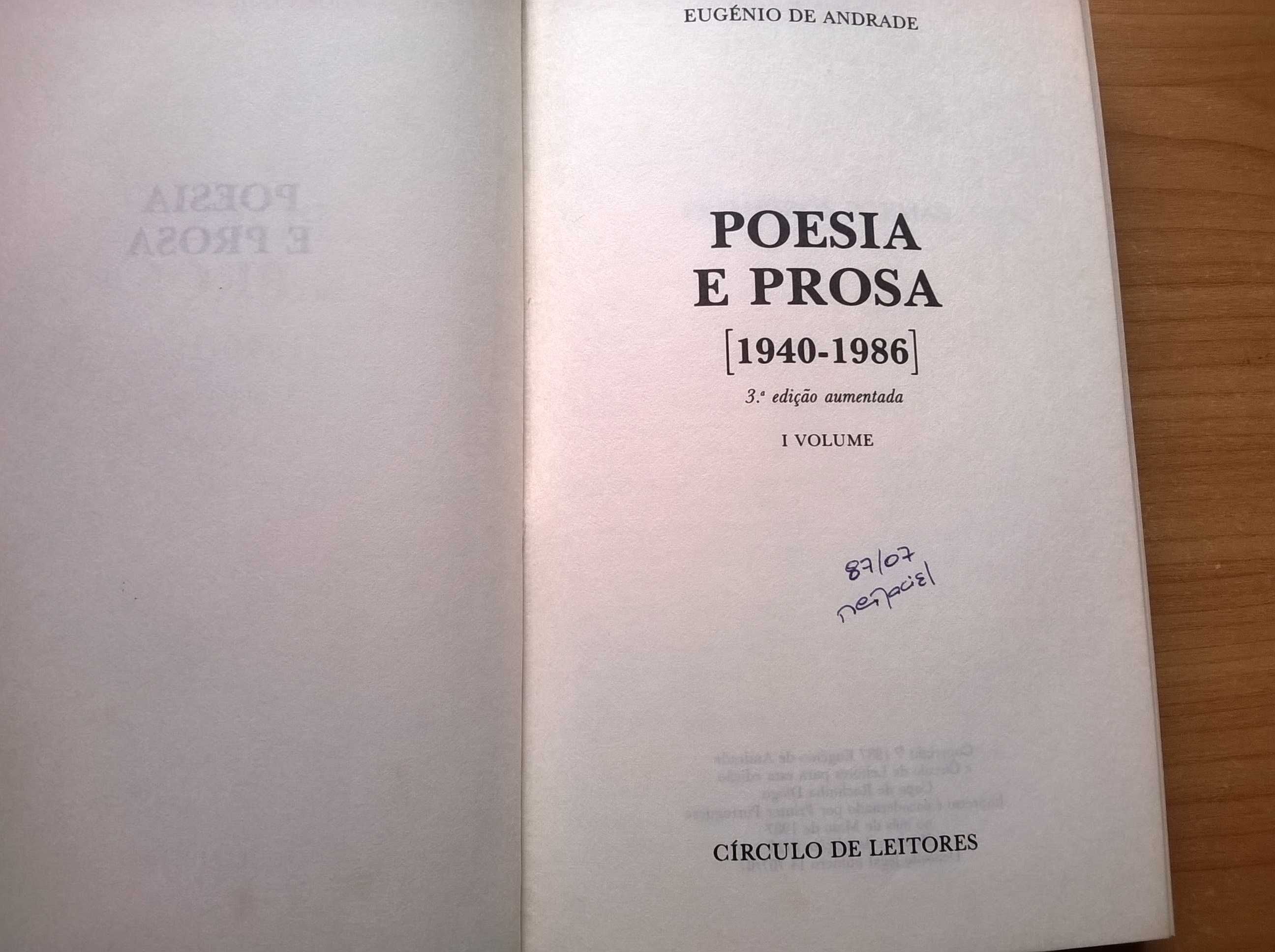 Eugénio de Andrade - Poesia e Prosa (1940/1986 * I volume)