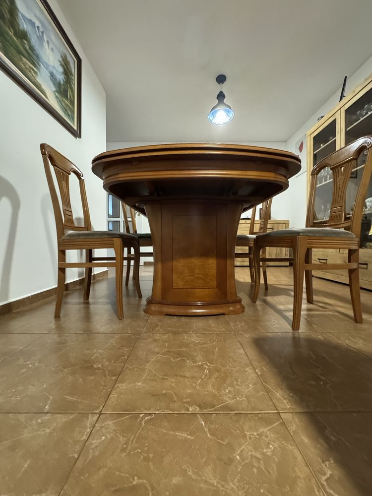 Mesa sala de estar/jantar em cerejeira +6 cadeiras