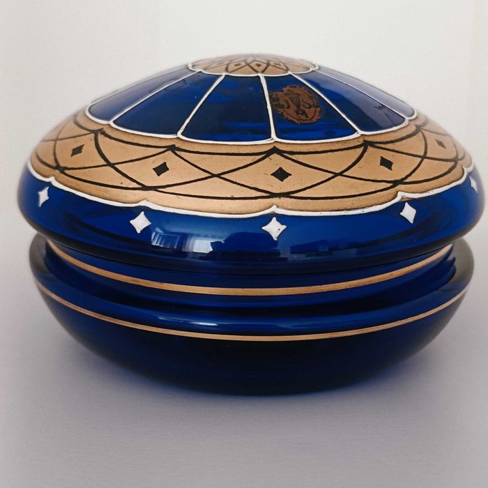 **ANTIQUE bomboniera COBALT Blue Glass 1930+