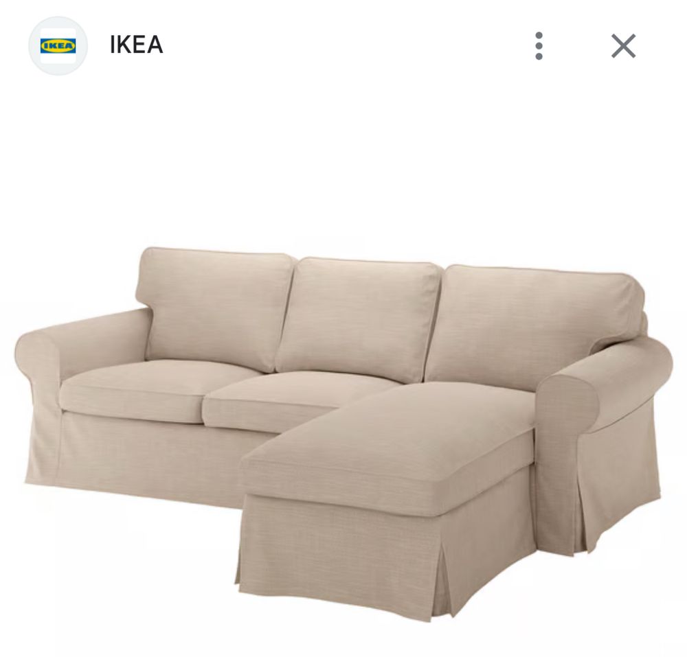Capa de sofa de 3 lugares e chaise longue beje