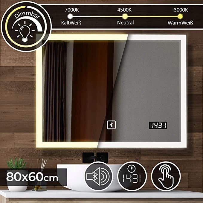 Lustro łaziękowe Led 80x60