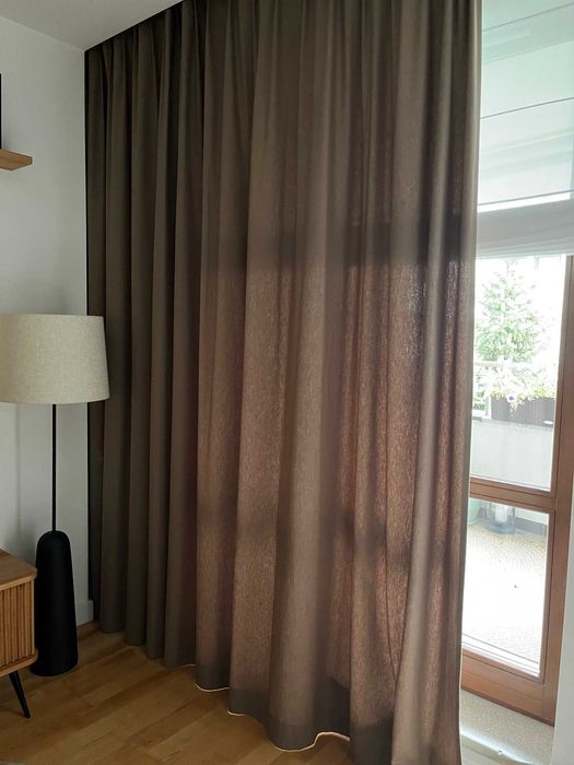 Zasłony brązowe na haczykach Flex, Dekoria,100% bawełna, 2,40 x 2,86 m