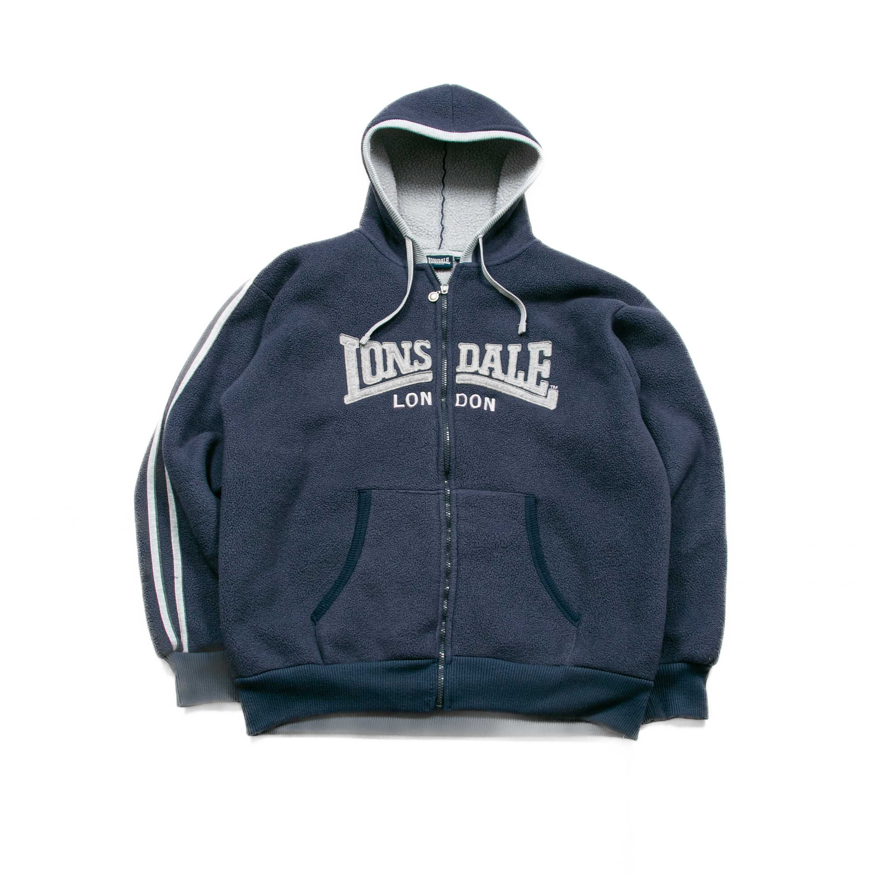 Lonsdale y2k fleece oversize hoodie zip bluza polarowa z kapturem L