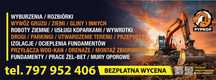 WYBURZENIA ROZBIÓRKI Budynków roboty ziemne Koparko-ładowarka KOPARKA