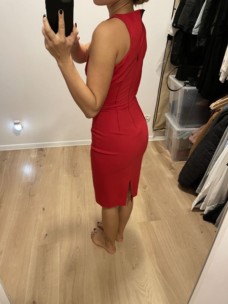 Sukienka ołówkowa czerwona Zara S , midi sexi