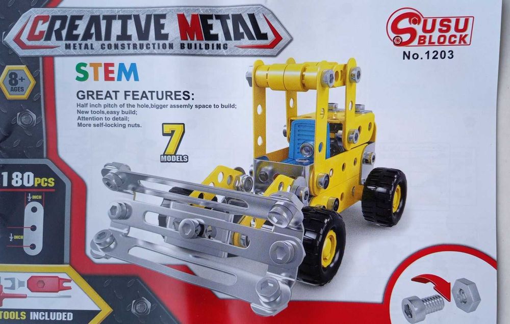CREATIVMETAL детский металлический конструктор 180 элементов 7 моделей