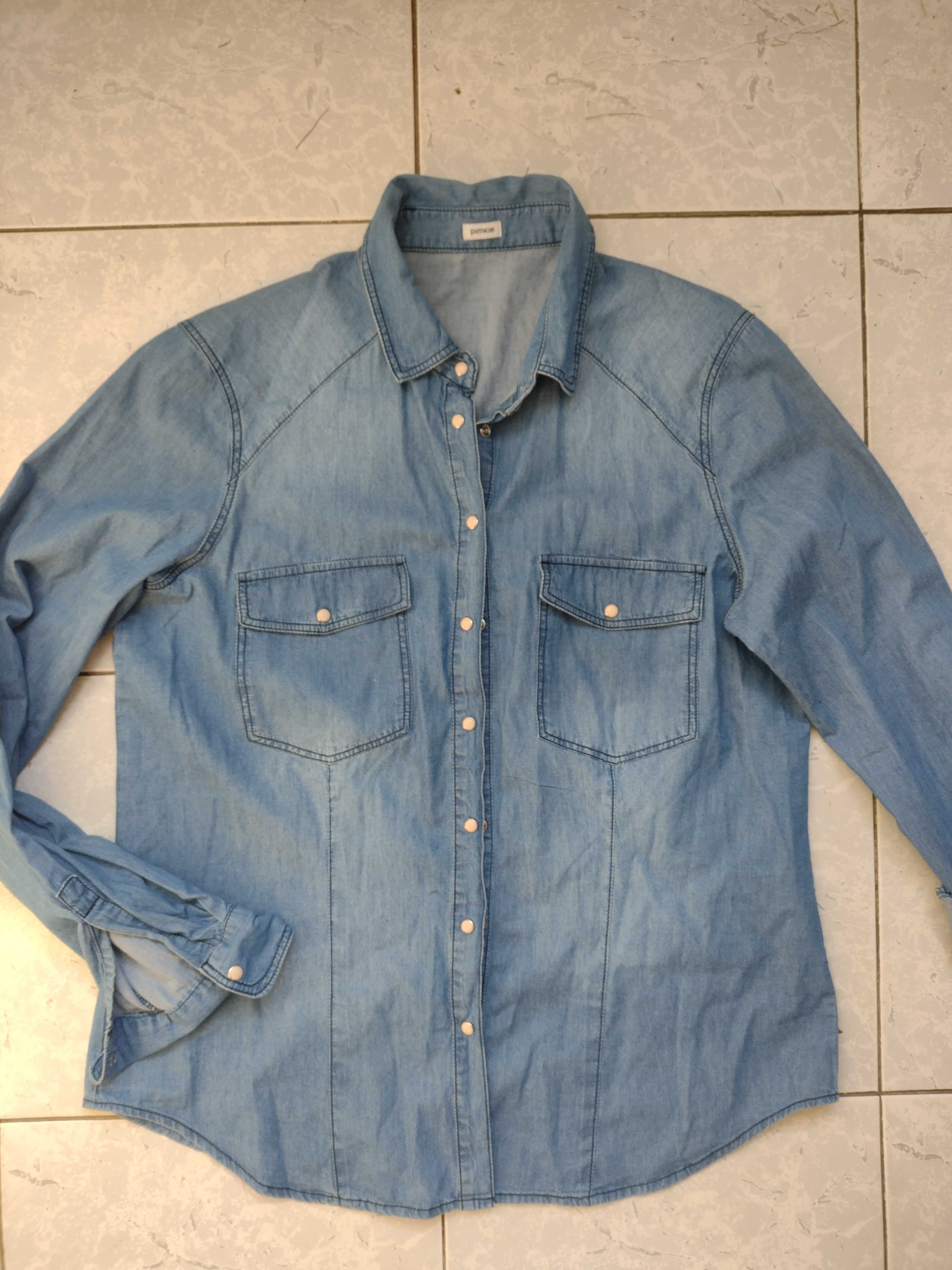 Джинсовая рубашка, блуза в горошек Глория Джинс 46 р.