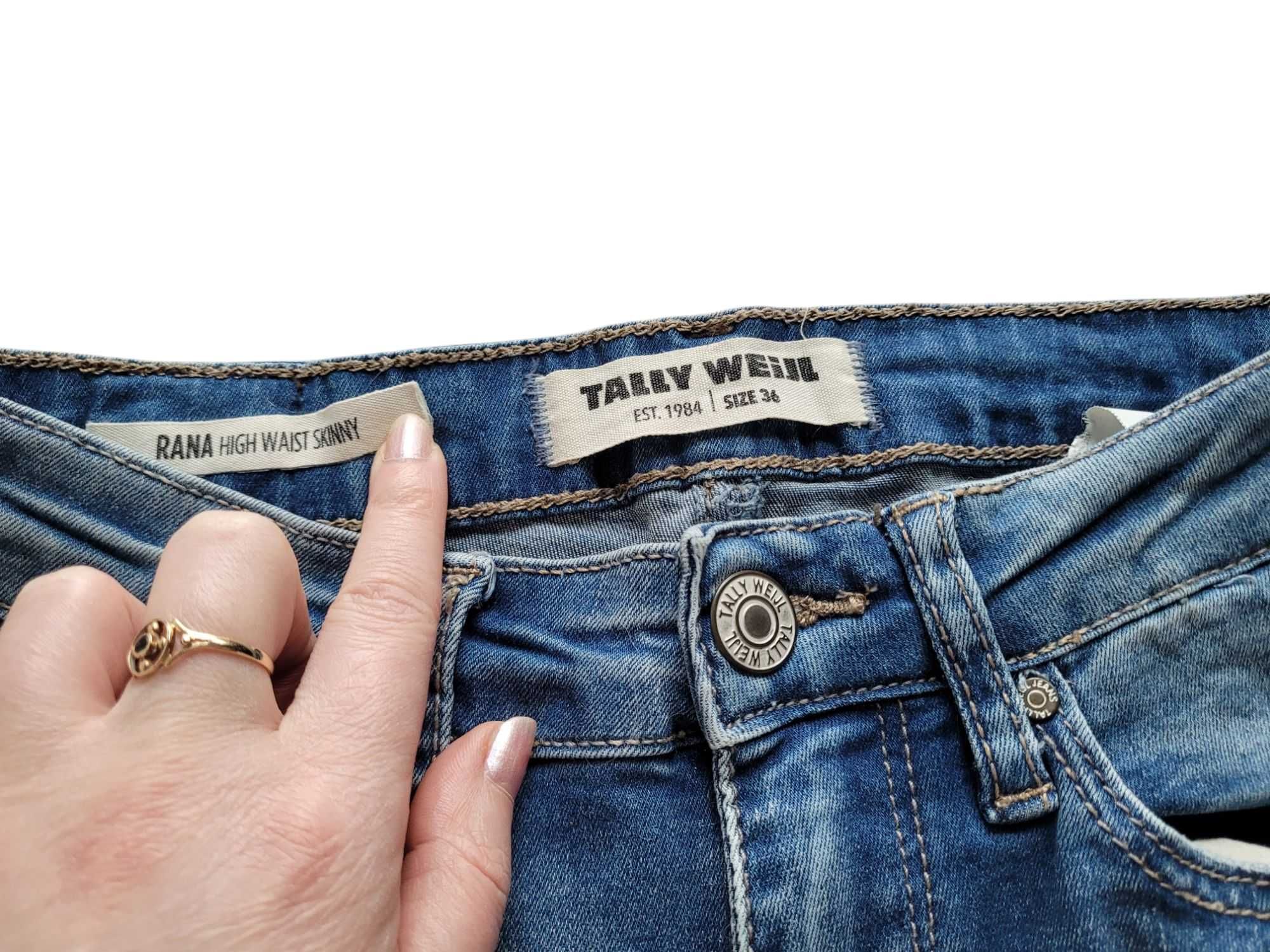 Jeansy spodnie damskie 34,XS/36,S skinny rurki wysoki stan Tally Weijl