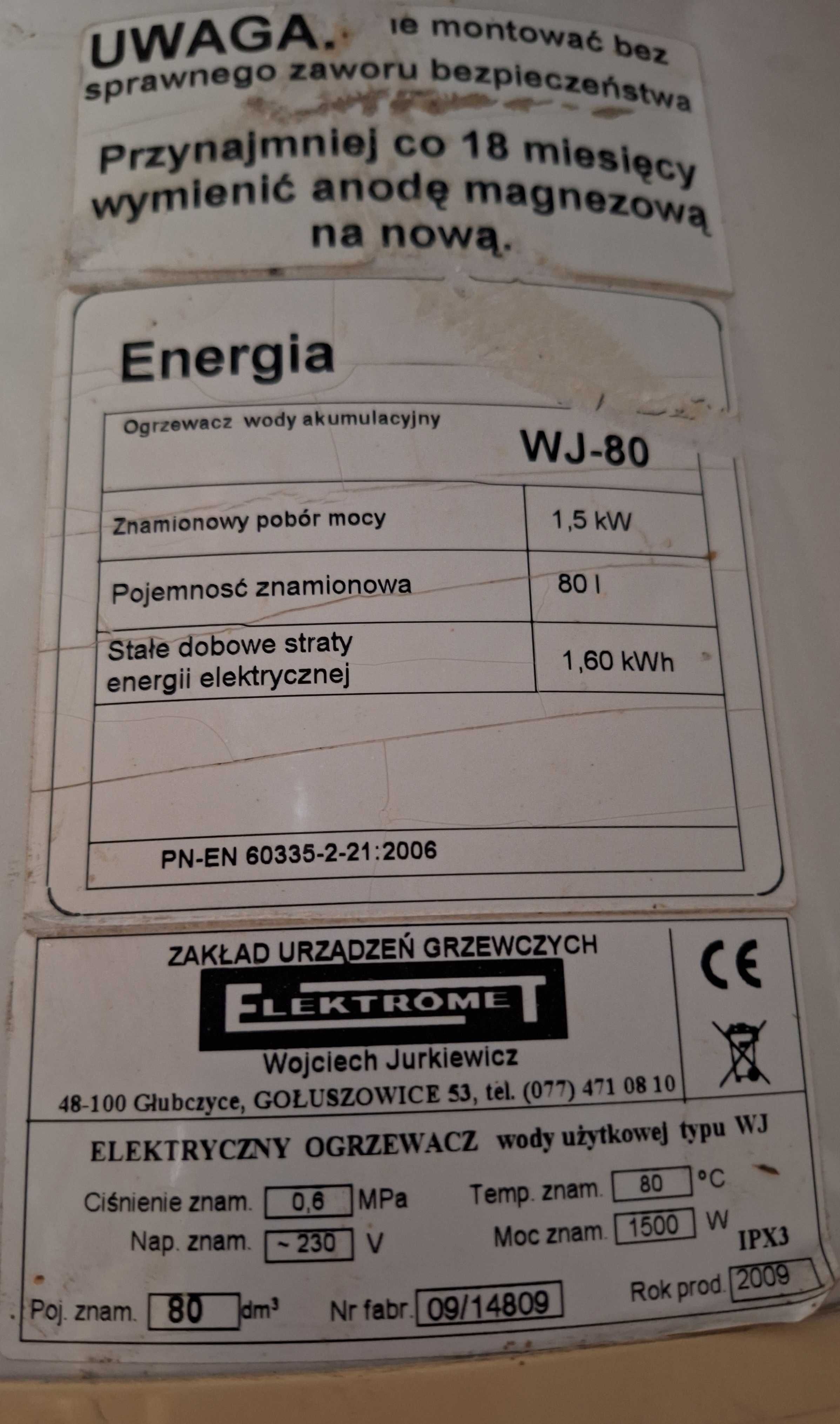 Bolier 80 L elektyyczny Podgrzewacz wody 80 L
