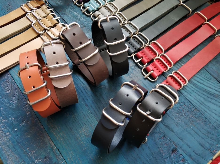 Ремінець з натуральної шкіри NATO Strap Zulu для годинника 22мм Tissot