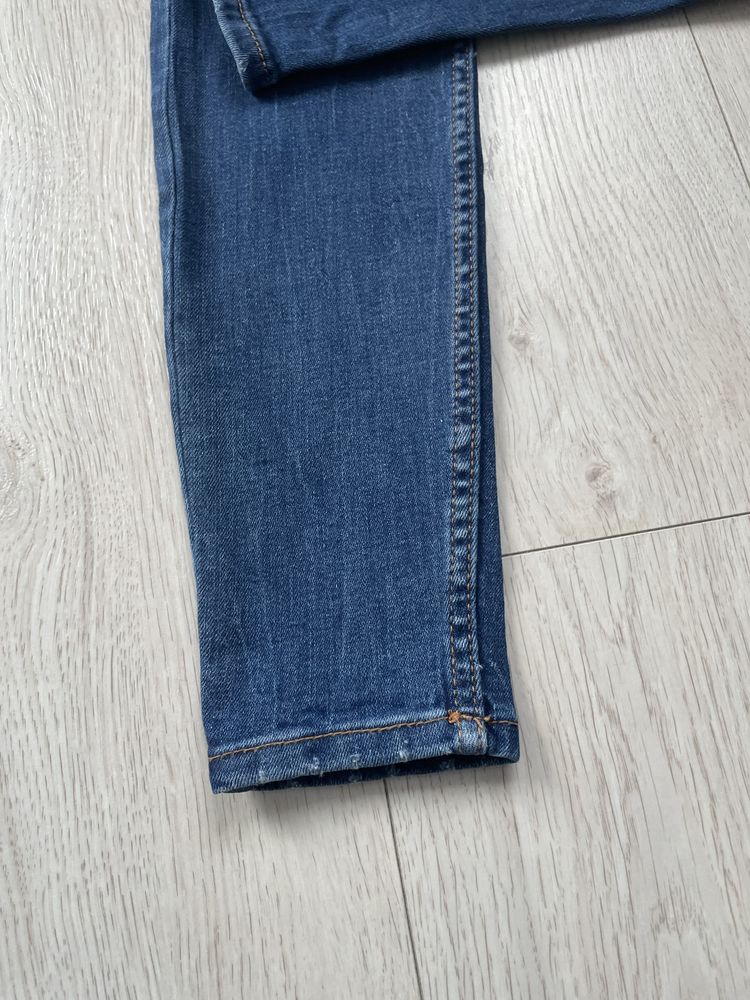 Spodnie jeansy wyższy stan wąskie skinny przetarcia rozdarcia xxs/xs