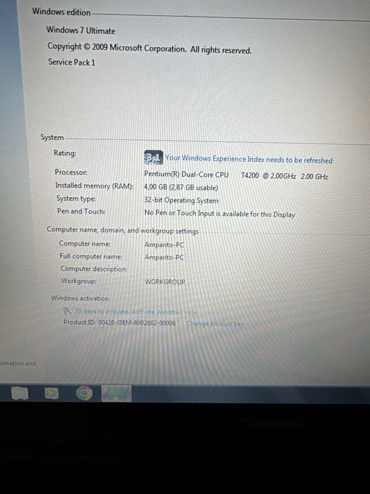 Portatil Toshiba Satellite L300  dual core