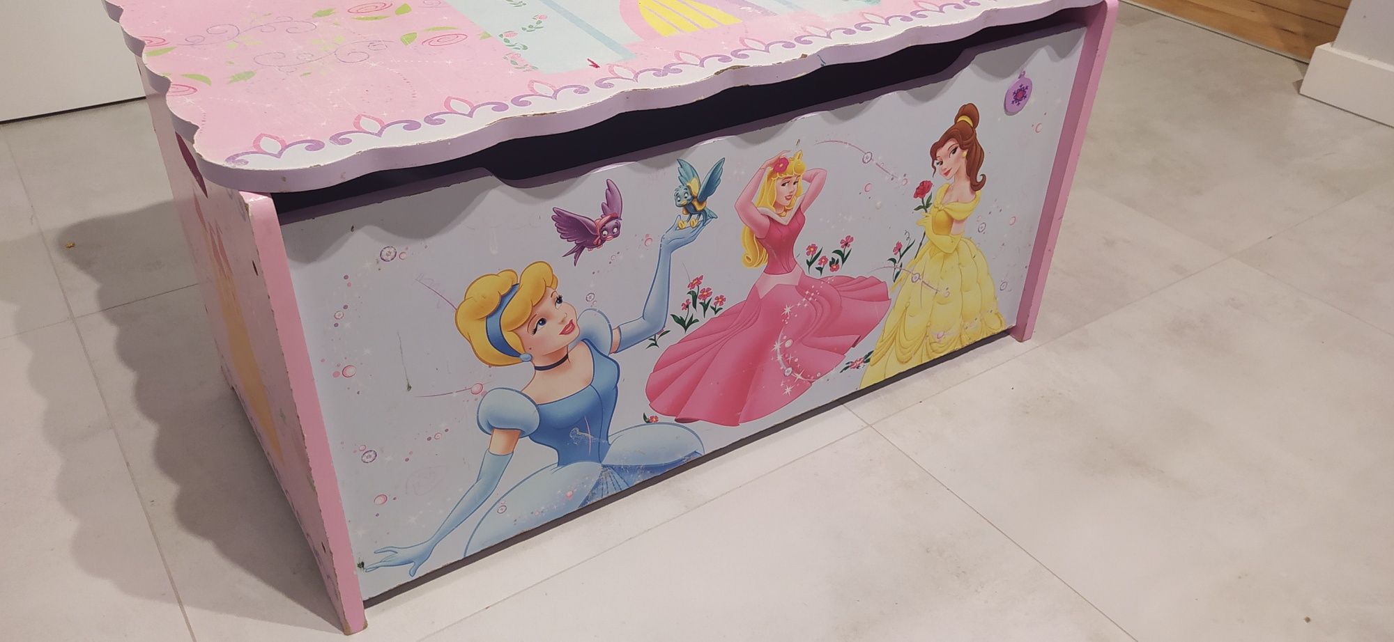 Skrzynia drewniana Disney Princess dla dziewczynki, duża, różowa