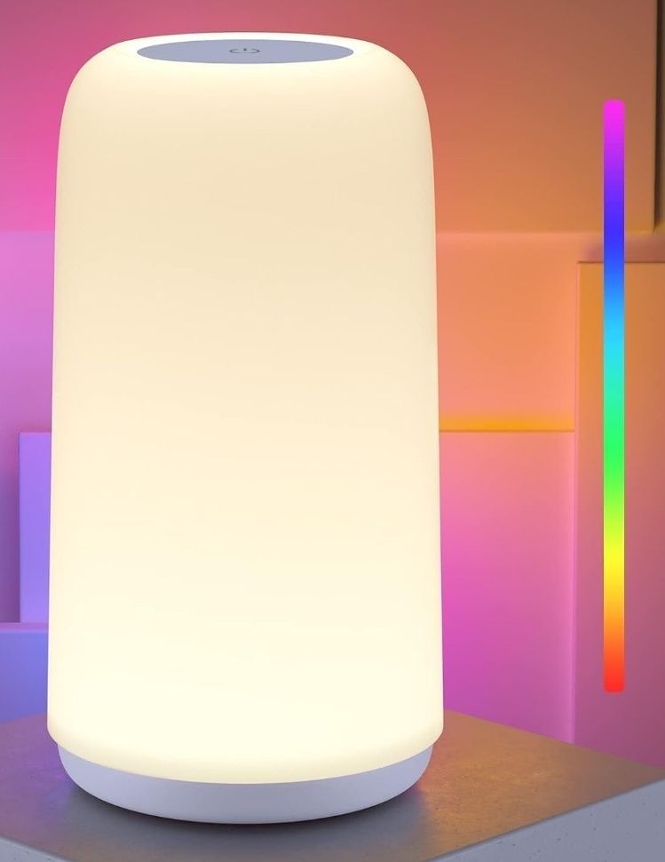 Lampka Nocna LED RGB, Dotykowa, Ściemniana, 3 Poziomy Jasności,Stylowa