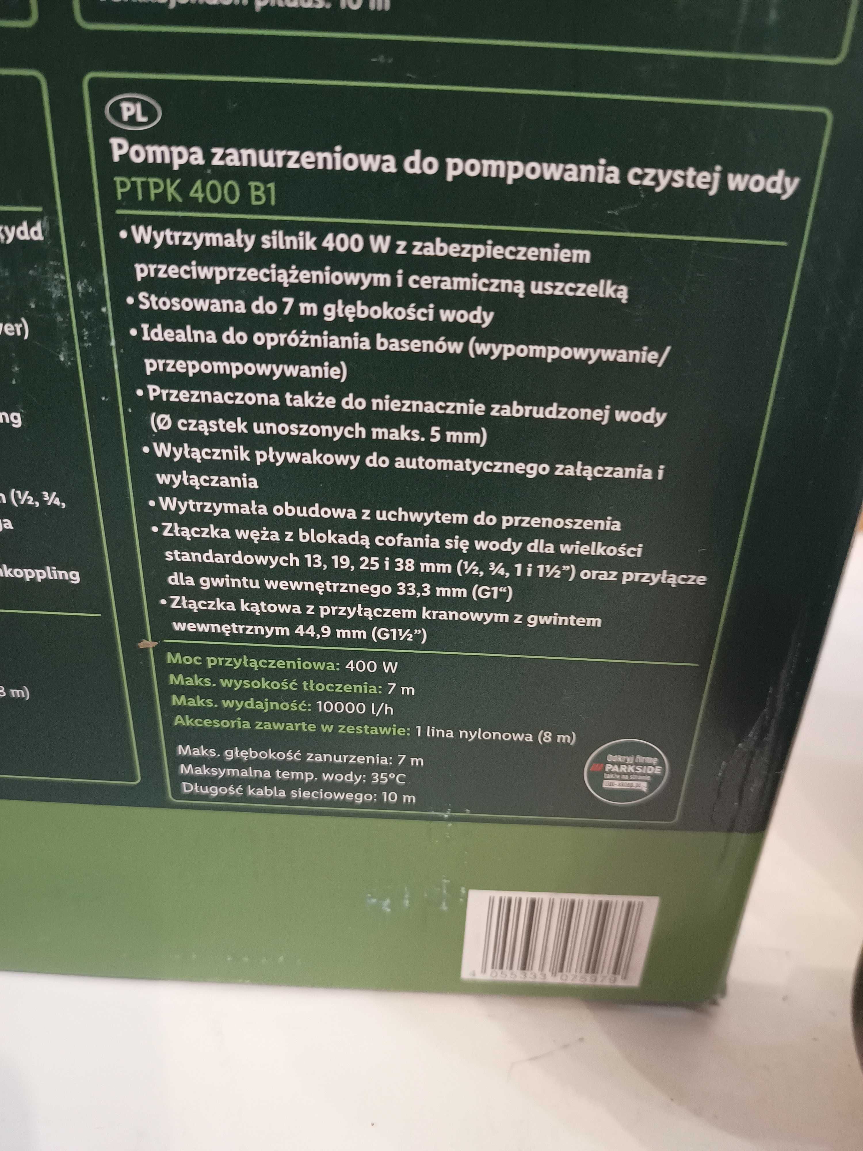 Pompa zatapialna do czystej wody PTPK 400 B1