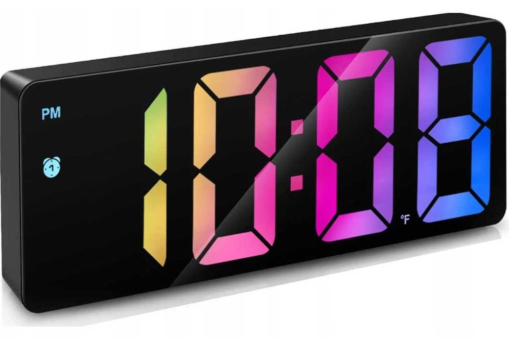Zegar elektroniczny led budzik zegarek z alarmem kolor