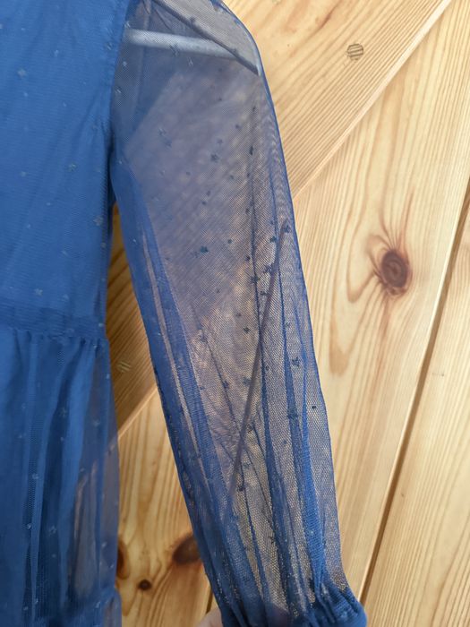 Sukienka cool Club 116 granatowa w gwiazdki sesja świąteczna