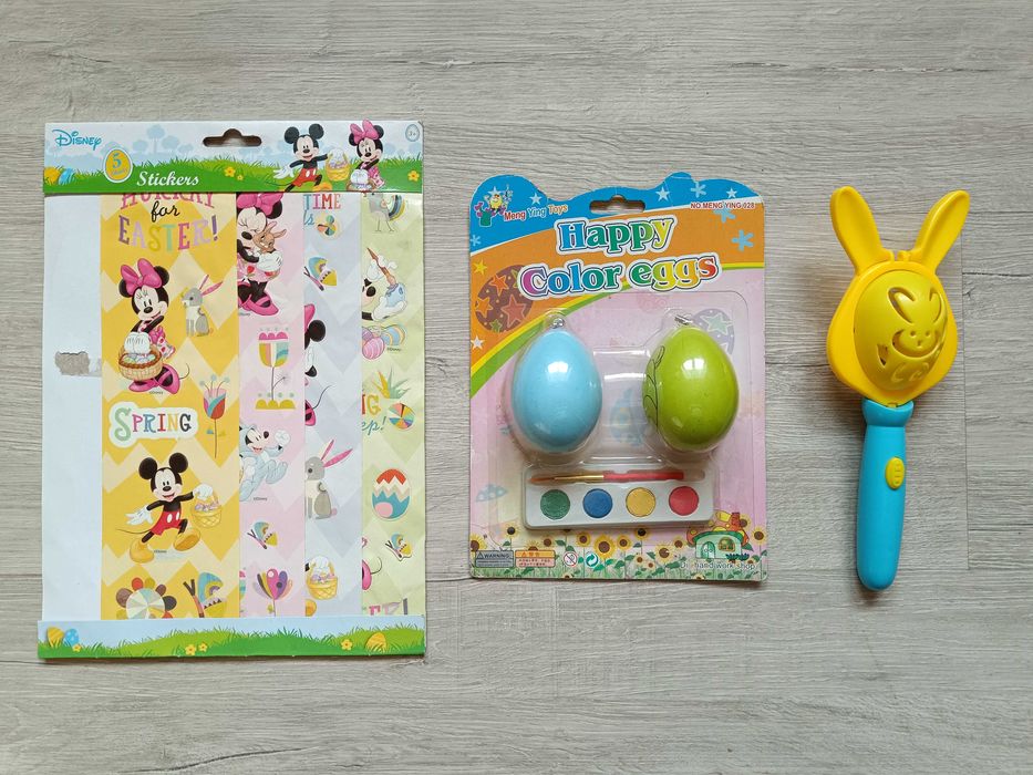 Zestaw do malowania jajek wielkanocnych farbki szablony naklejki