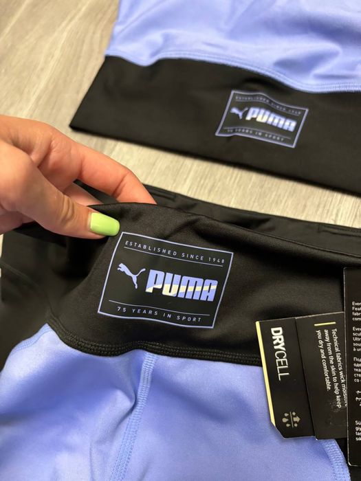 Жіночий спортивний комплект puma топ лосіни шорти