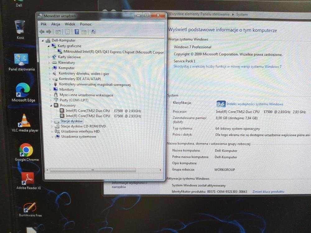 Komputer Do Domu Dell 780 Intel 8GB 500 GB HDD Win7 GW FV