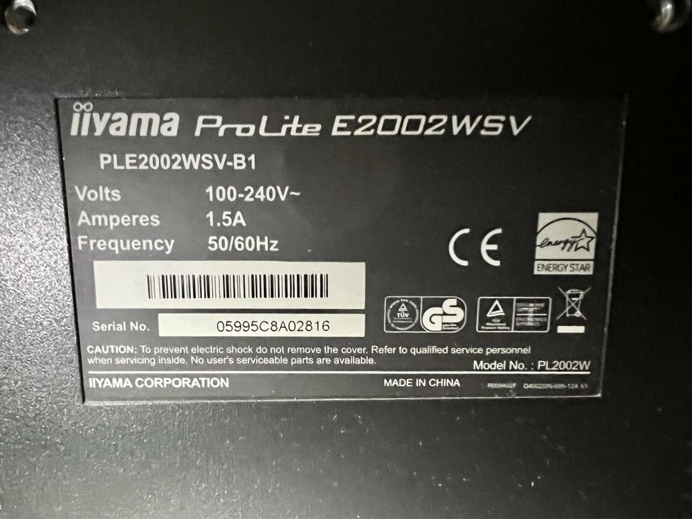 Monitor LED Iiyama ProLite E2002WSV 22" 1680 x 1050