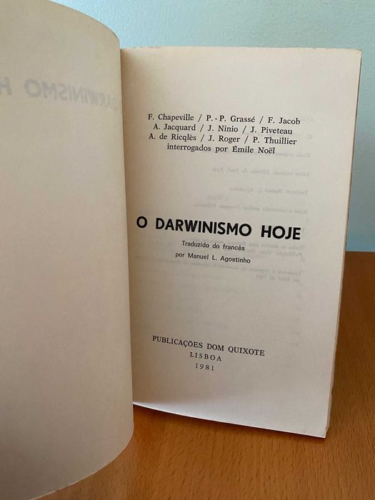 O Darwinismo Hoje - F. Chapeville, P.P. Grassé, F. Jacob e outros