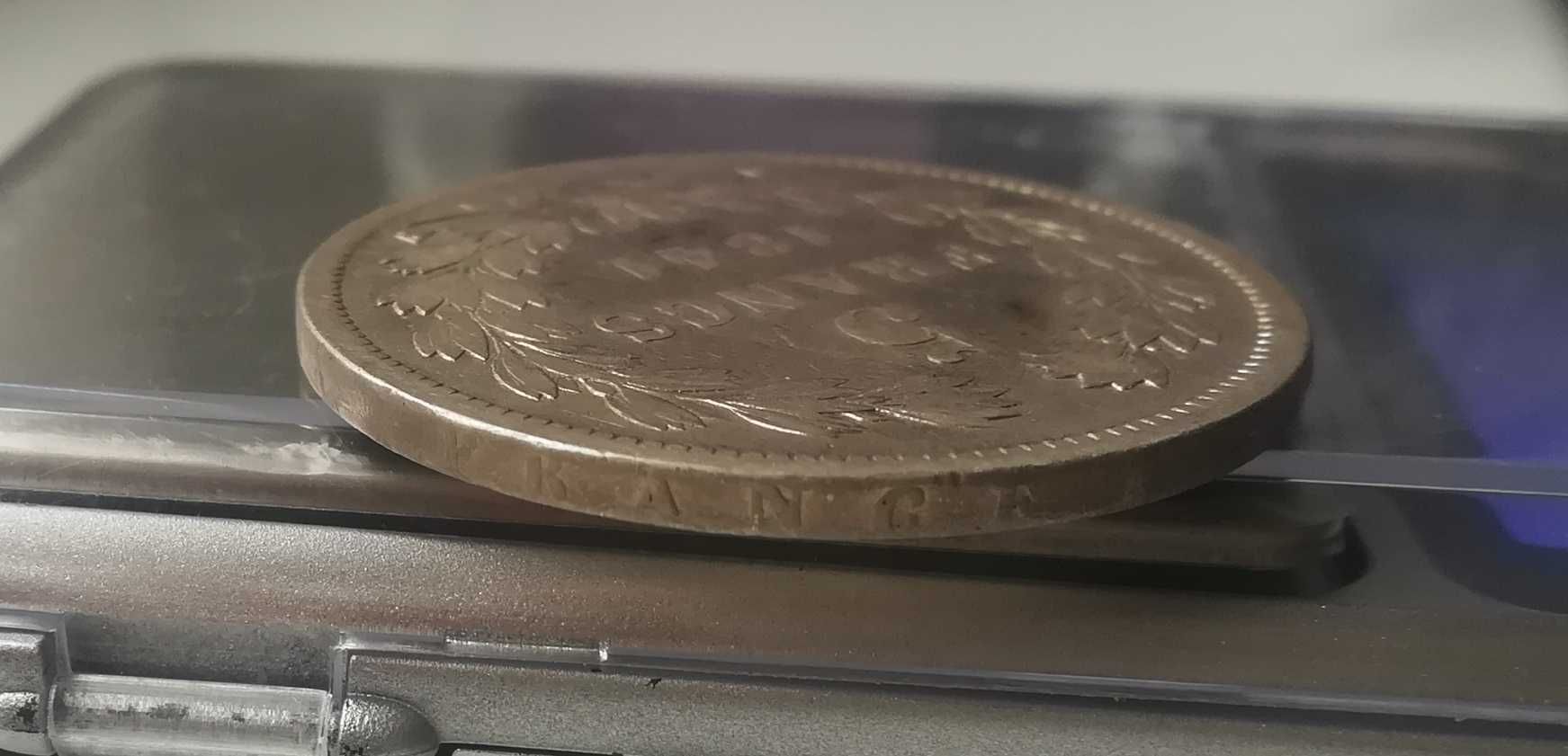 Moneta srebrna srebro 5 franków Francja z 1841 roku typ W. Monety Ag
