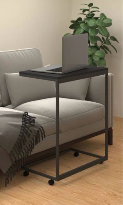 Stolik boczny na kółkach, czarny, 55x35x70 cm