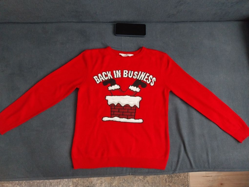 Sweter 146-152 H&M Mikołaj i inny jak nowy