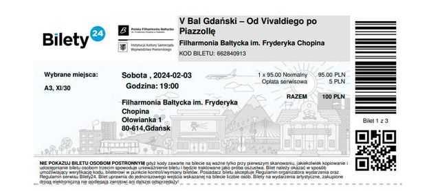 Bilety na V Bal Gdański - sobota 3 luty 2024