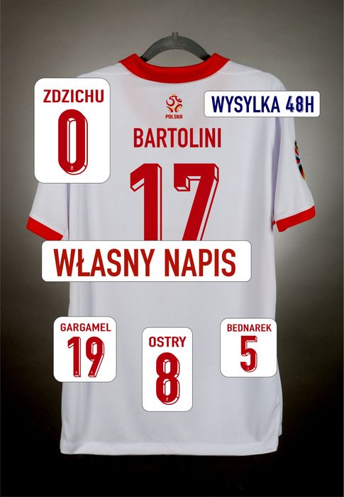 Koszulka Reprezentacji Polski 2024 domowa WŁASNY NADRUK r. XXL 48h